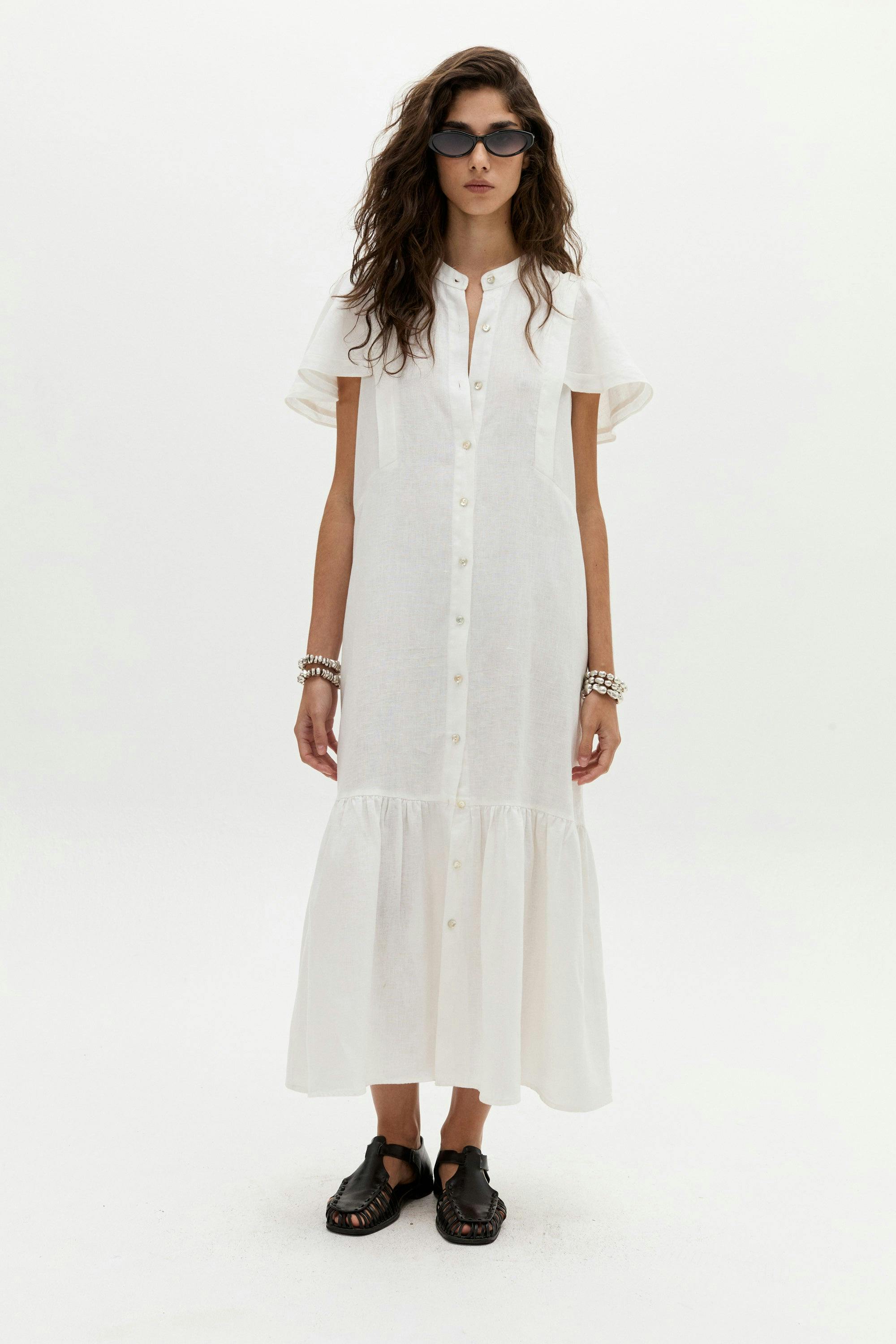Willow Linen Dress - Off White