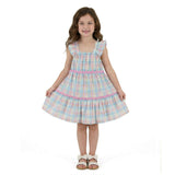 Girls Tiered Dress | Pastel Plaid
