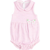Stripe Terry Romper W/Flowers