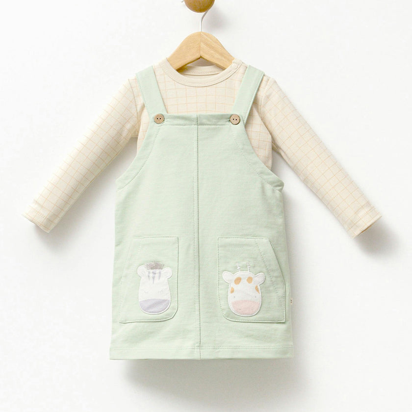Green Animal Print Pinafore Dress