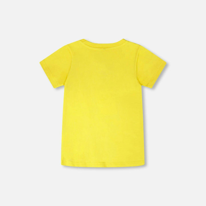 Organic Cotton Jersey T-Shirt With Gamer Print Yellow