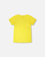 Organic Cotton Jersey T-Shirt With Gamer Print Yellow