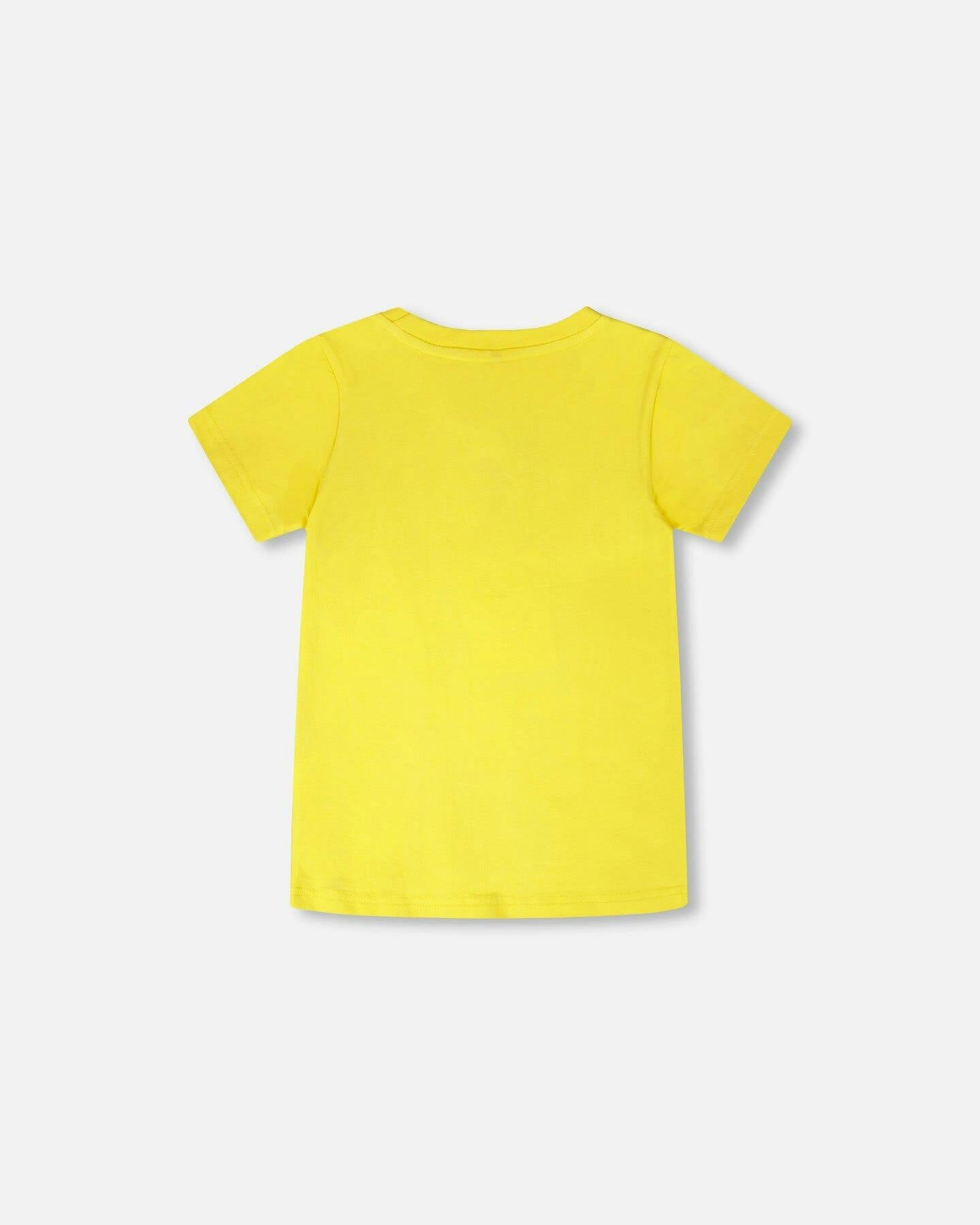 Organic Cotton Jersey T-Shirt With Gamer Print Yellow