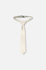 Neck Tie White And Sand Check