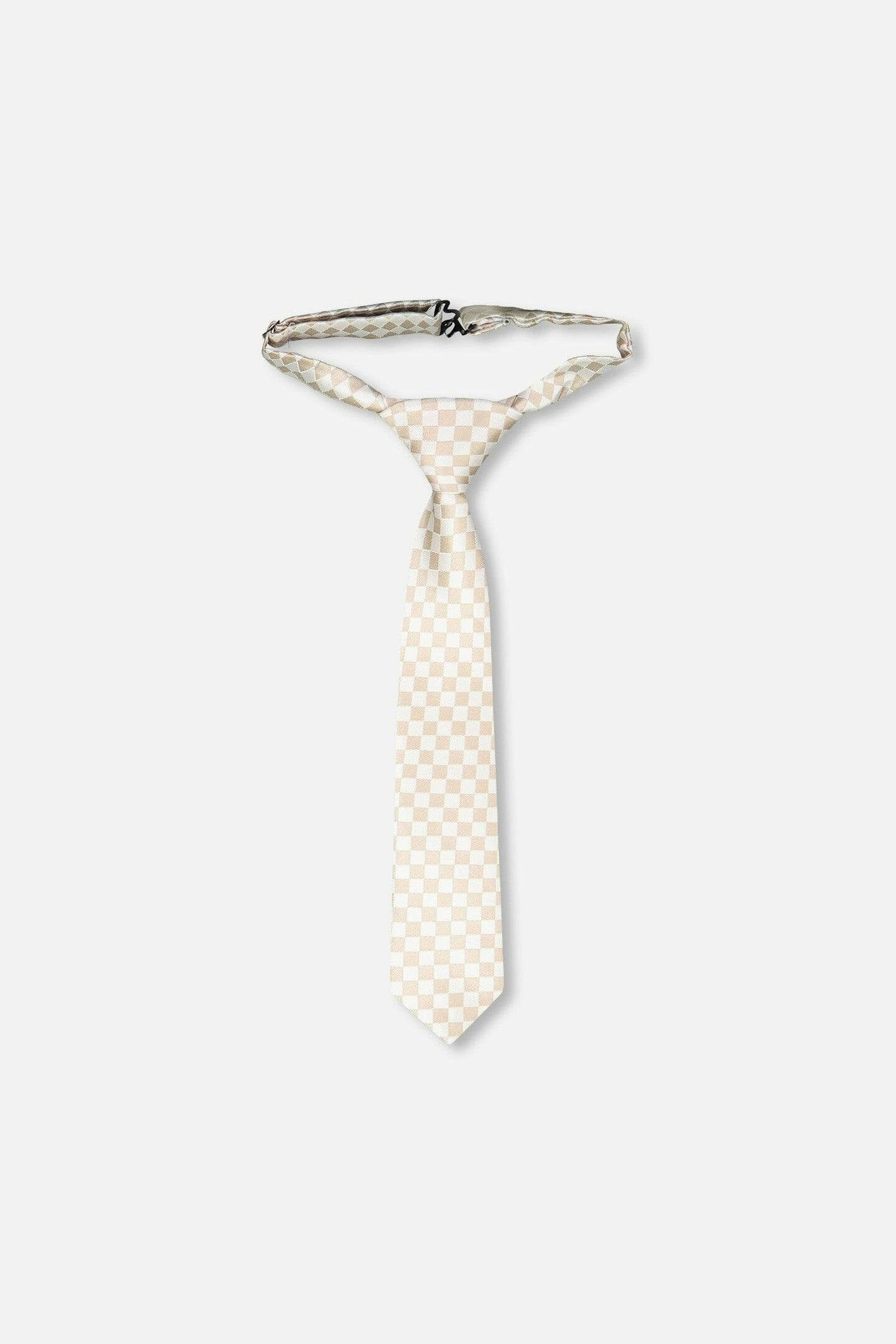 Neck Tie White And Sand Check