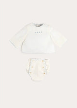 Whale Embroidered Scallop Edge Two Piece Set in Blue (1-6mths)