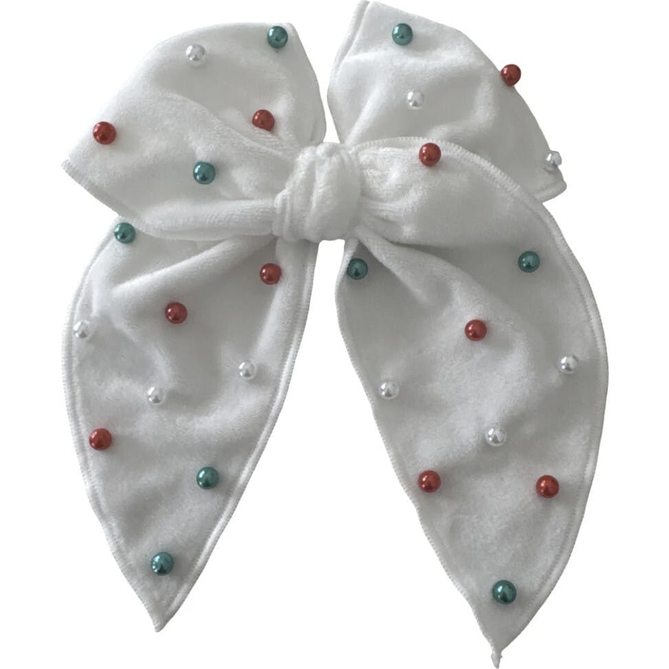 White Holiday Pearls Camila Bow