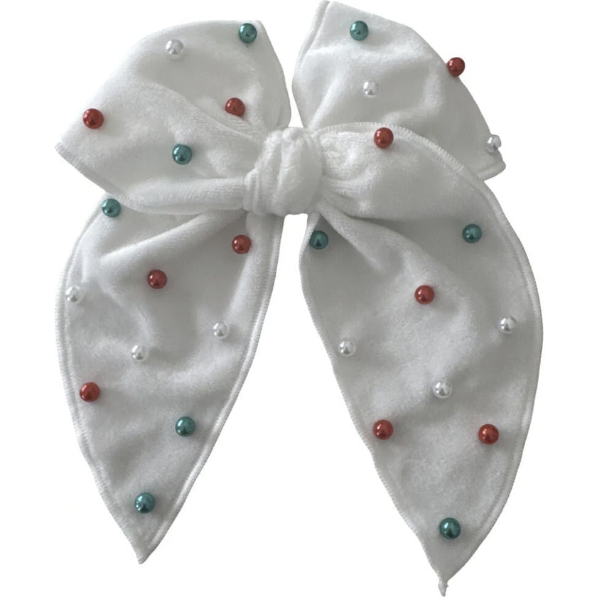 White Holiday Pearls Camila Bow
