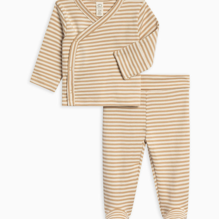 Riley 2 Piece Kimono Wrap Top and Pant Set Ballet Stripe