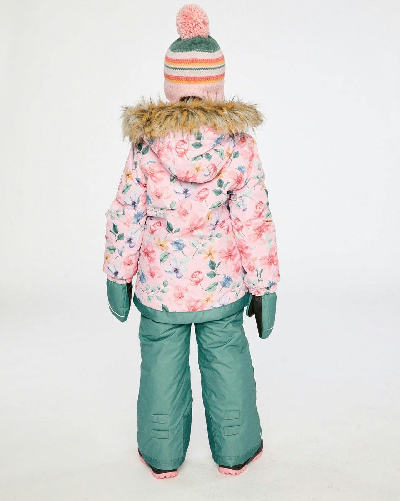 Two Piece Play Snowsuit Pink Vintage Floral Print