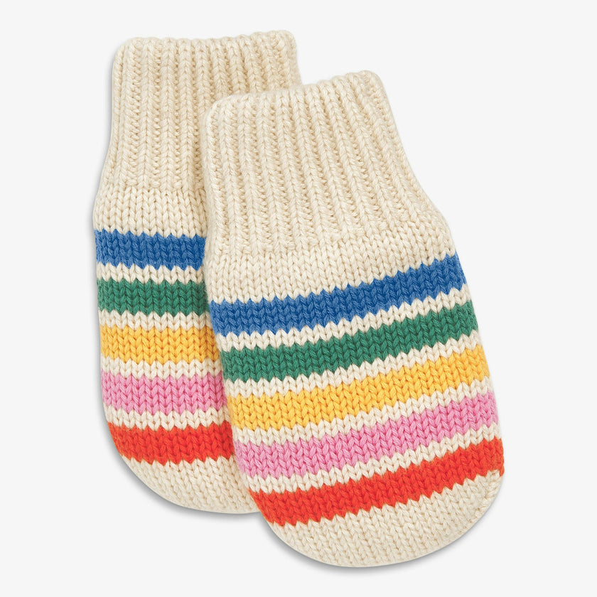 Baby knit mittens in rainbow stripe