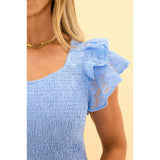 Hattie Dress in Cornflower Blue Lace