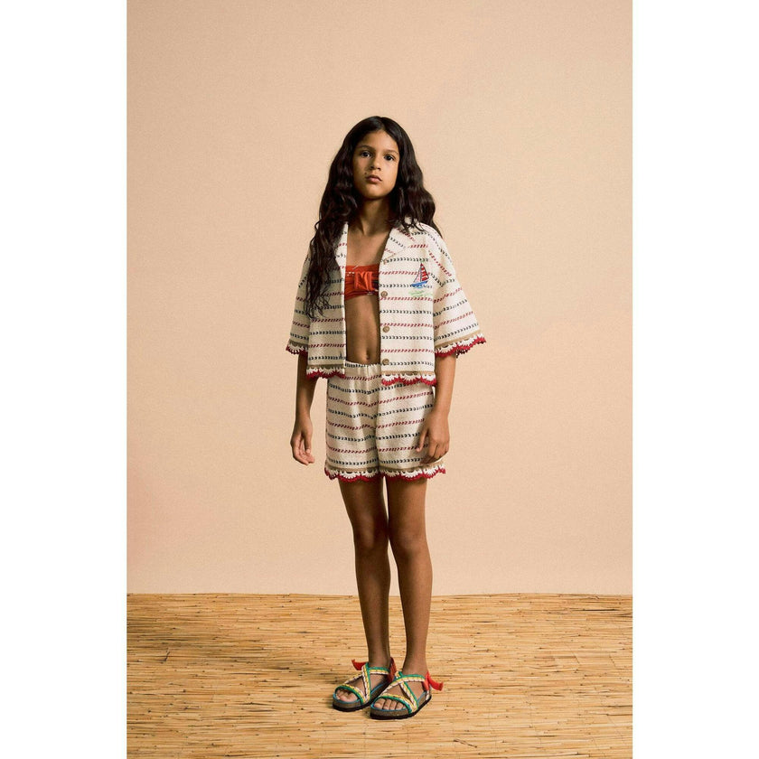 BARCOS KNIT SHIRT OFF WHITE / RED
