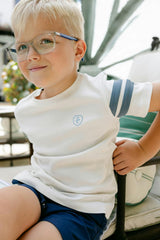 Lucas Tee - Off-White w/Stormy Blue
