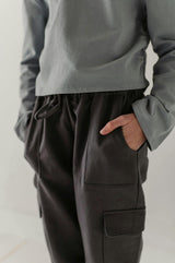 Girls Cargo Utility Pant in Evergreen