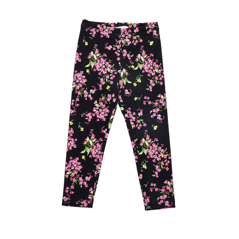 Black Floral Print Leggings