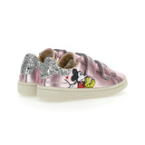 Pink Mickey Glitter Tab Velcro Sneakers