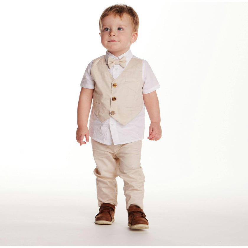 Infant 3-Piece Short Sleeve White Buttondown Shirt