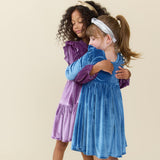 Girls Natalie Dress - Bright Blue Velour