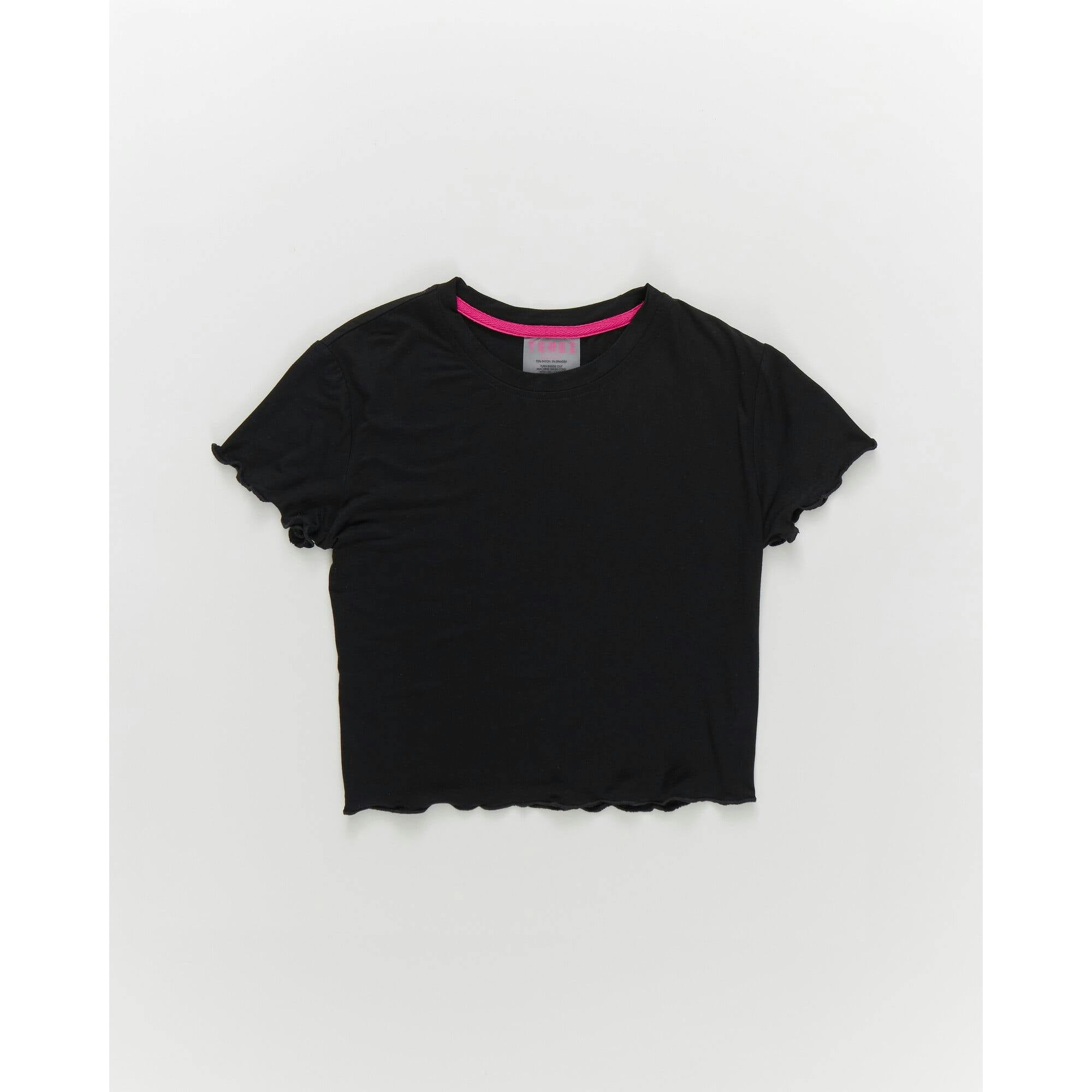 Girls Short Sleeve Lettuce Edge Tee in Black
