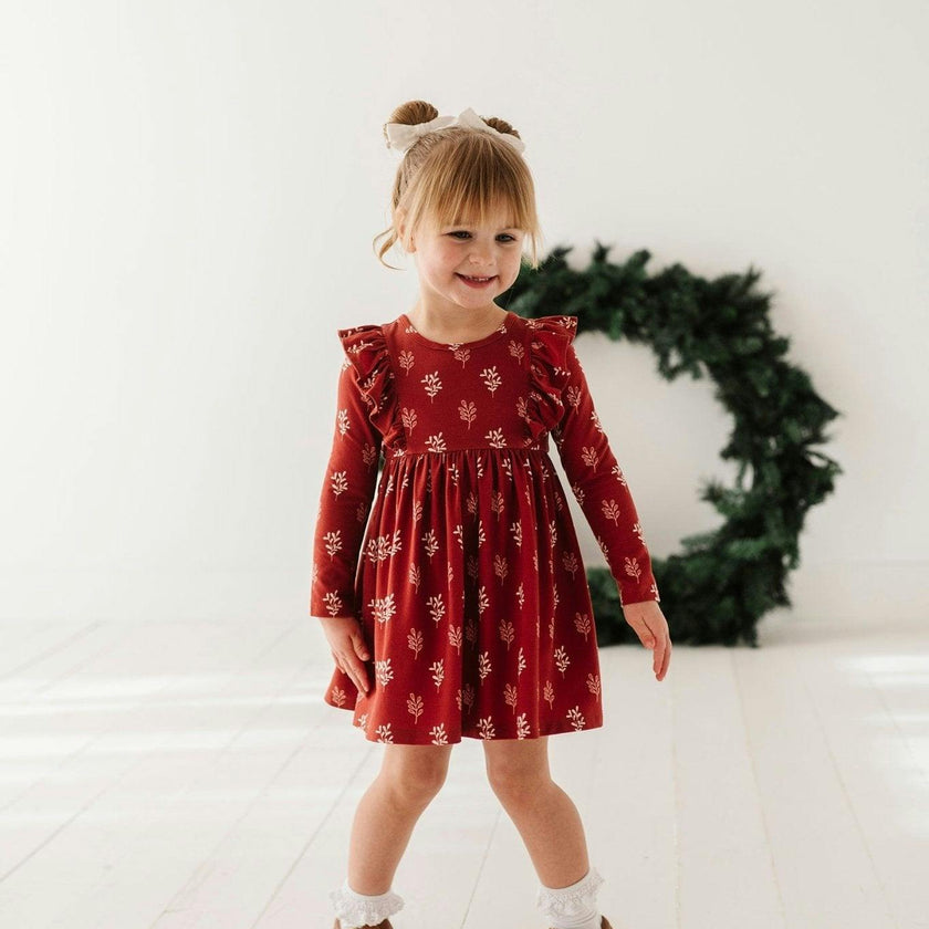Girl's Long Sleeve Ruffle Dress