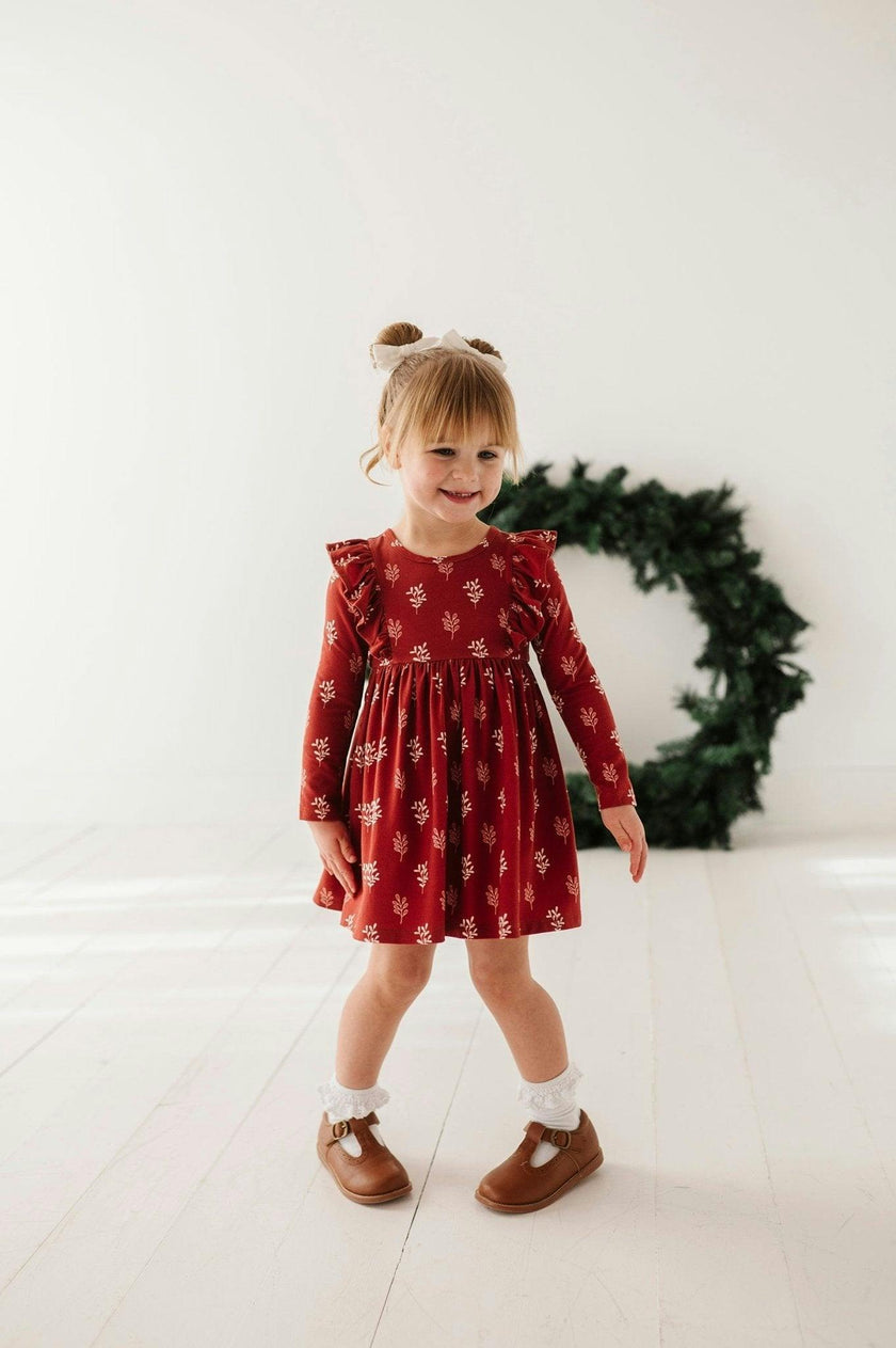 Girl's Long Sleeve Ruffle Dress