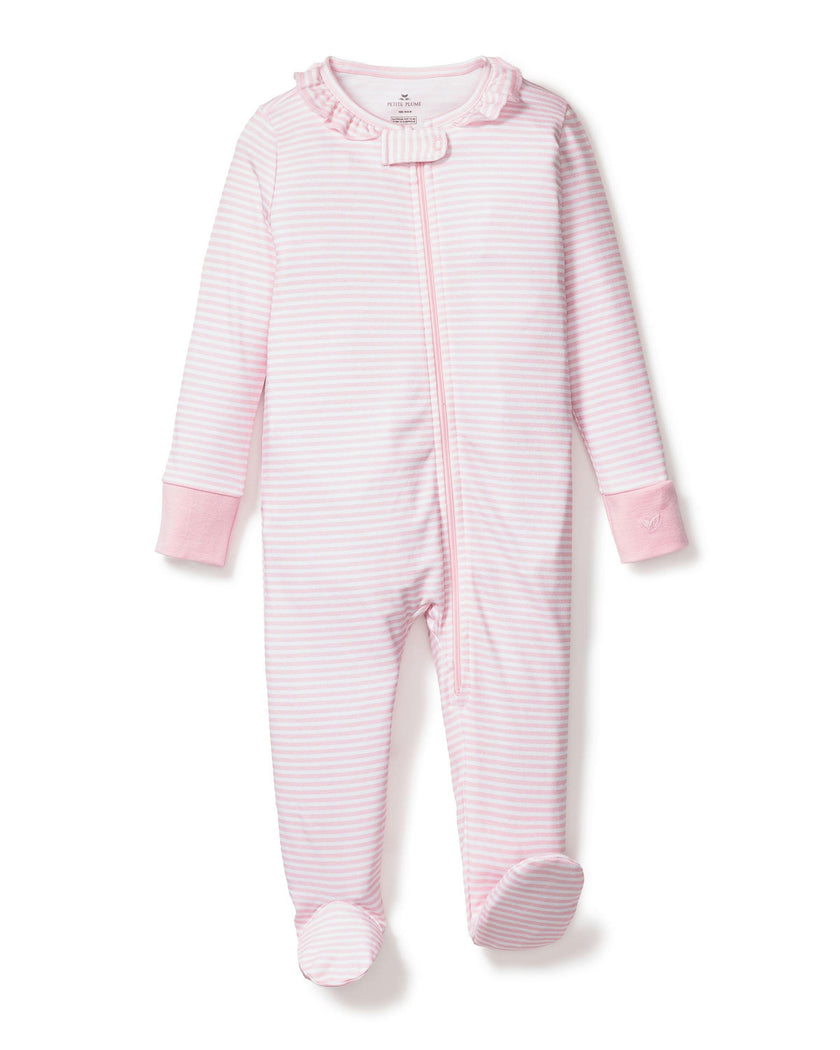 Baby's Pima Snug Fit Romper in Pink Stripes