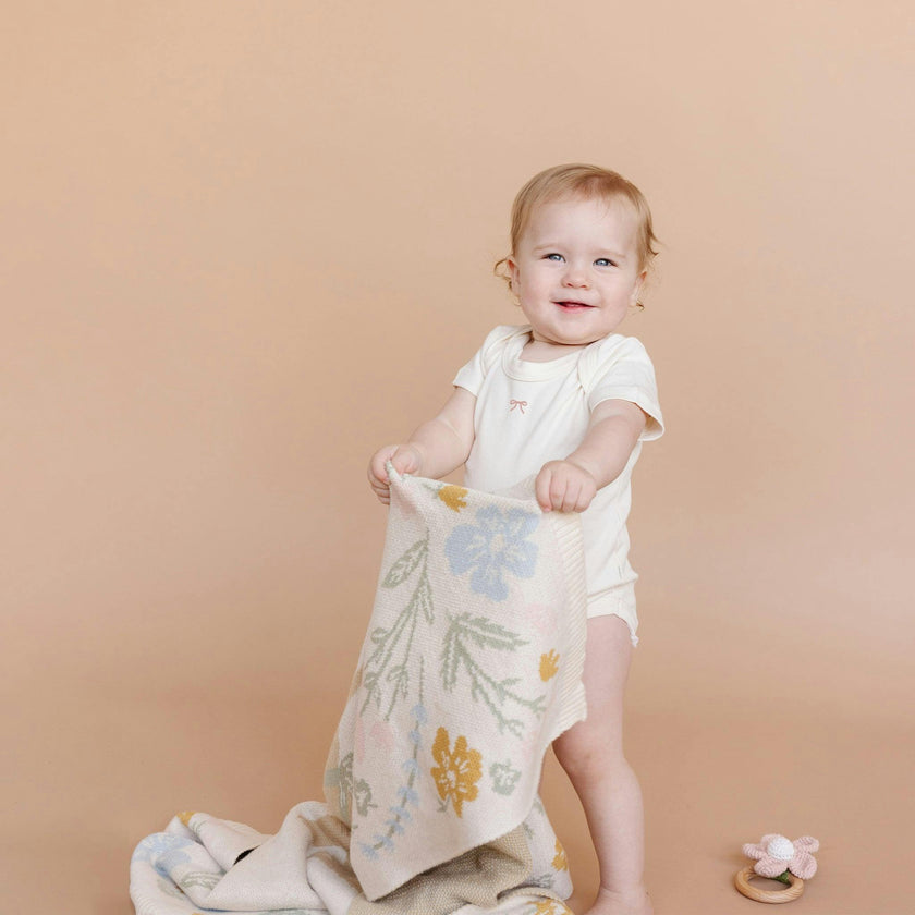 Pastel Floral Bunny Blanket Lovey Gift Set