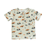 Boys Short Sleeve Henley Shirt in Construction