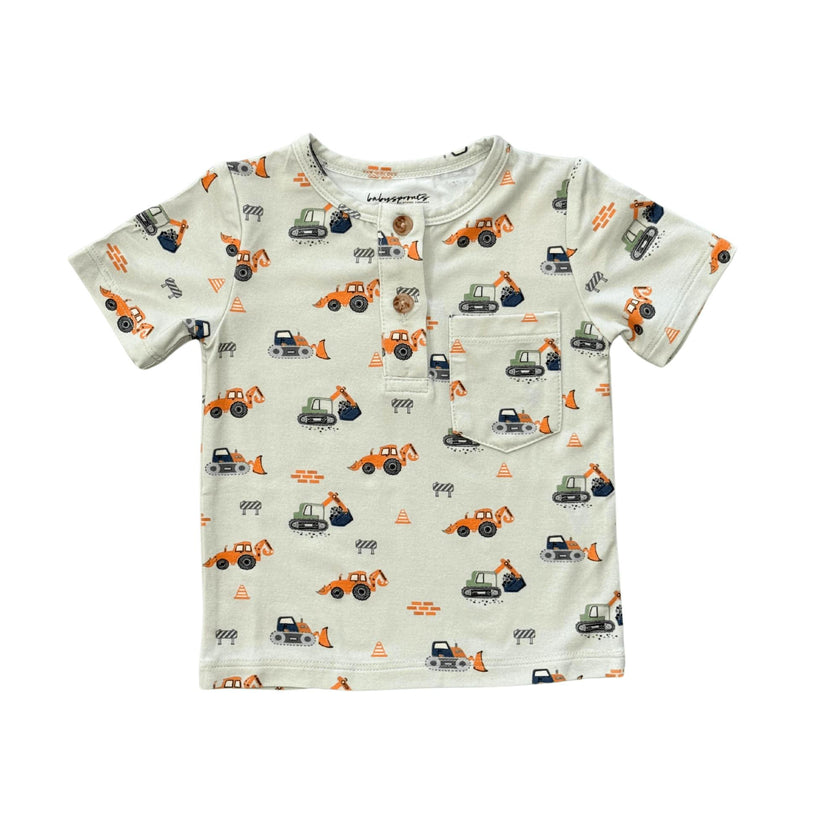 Boys Short Sleeve Henley Shirt in Construction