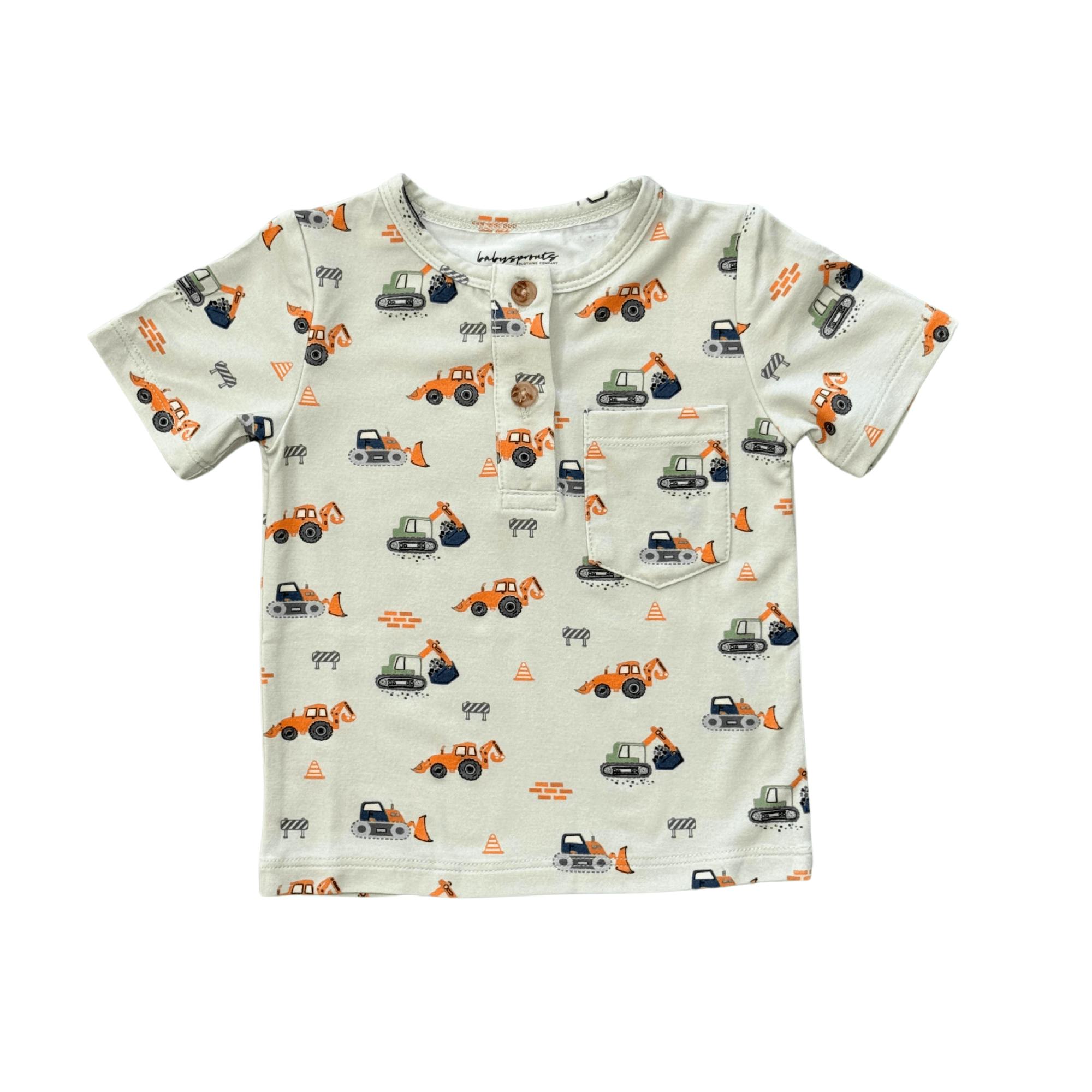 Boys Short Sleeve Henley Shirt in Construction