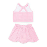 Girl's Scalloped Skort Set in Pink Sand Gingham
