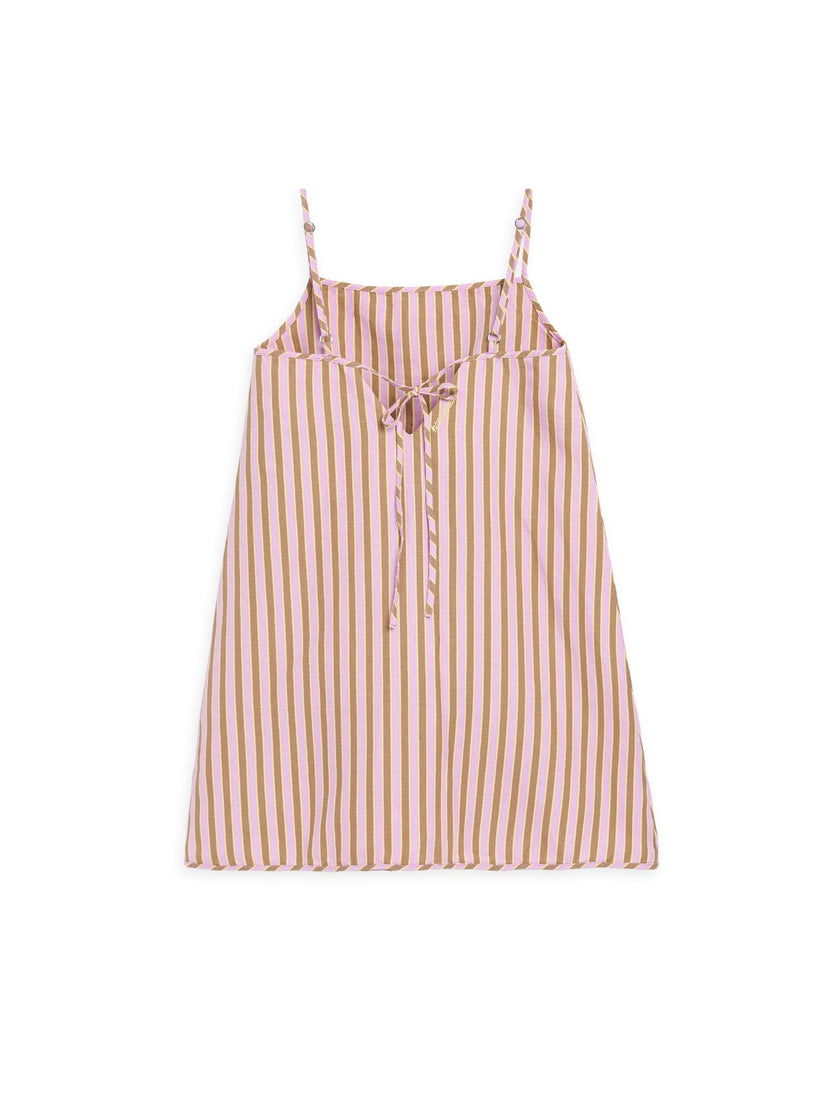 women's mini linen dress - blush stripes
