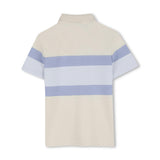 Beige & Blue Striped Polo Set