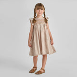 Girls Stevie Dress - Tawny Brown Stripe