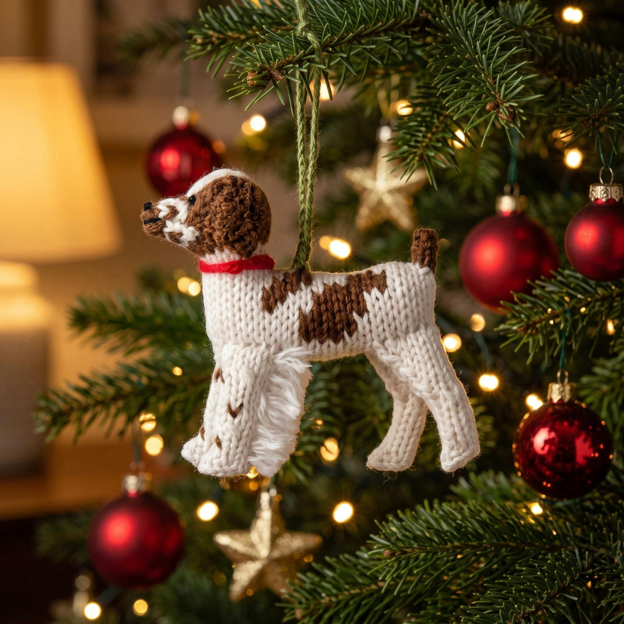 Brittany Spaniel Dog Hand Knit Christmas Ornament