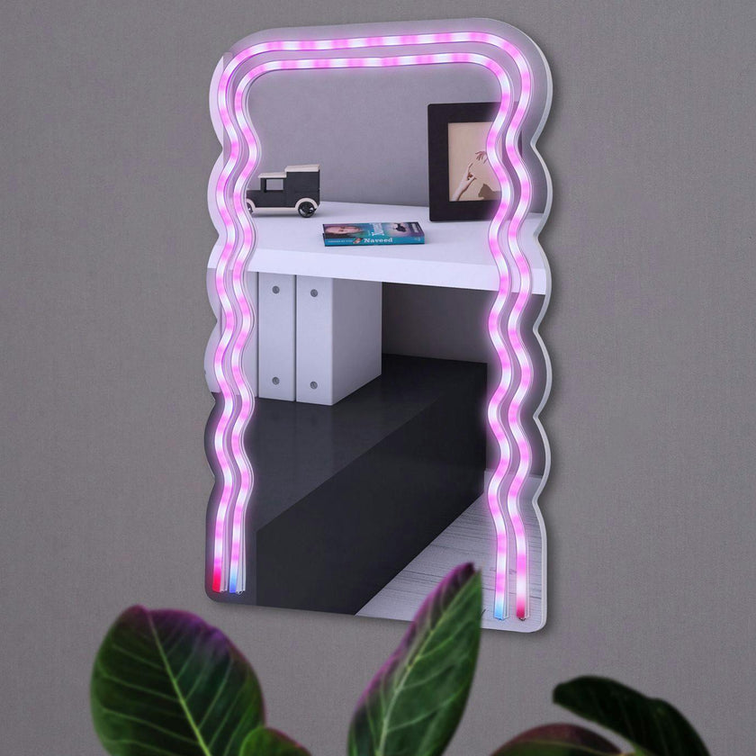 Neon LED Wave Mirror With Remote