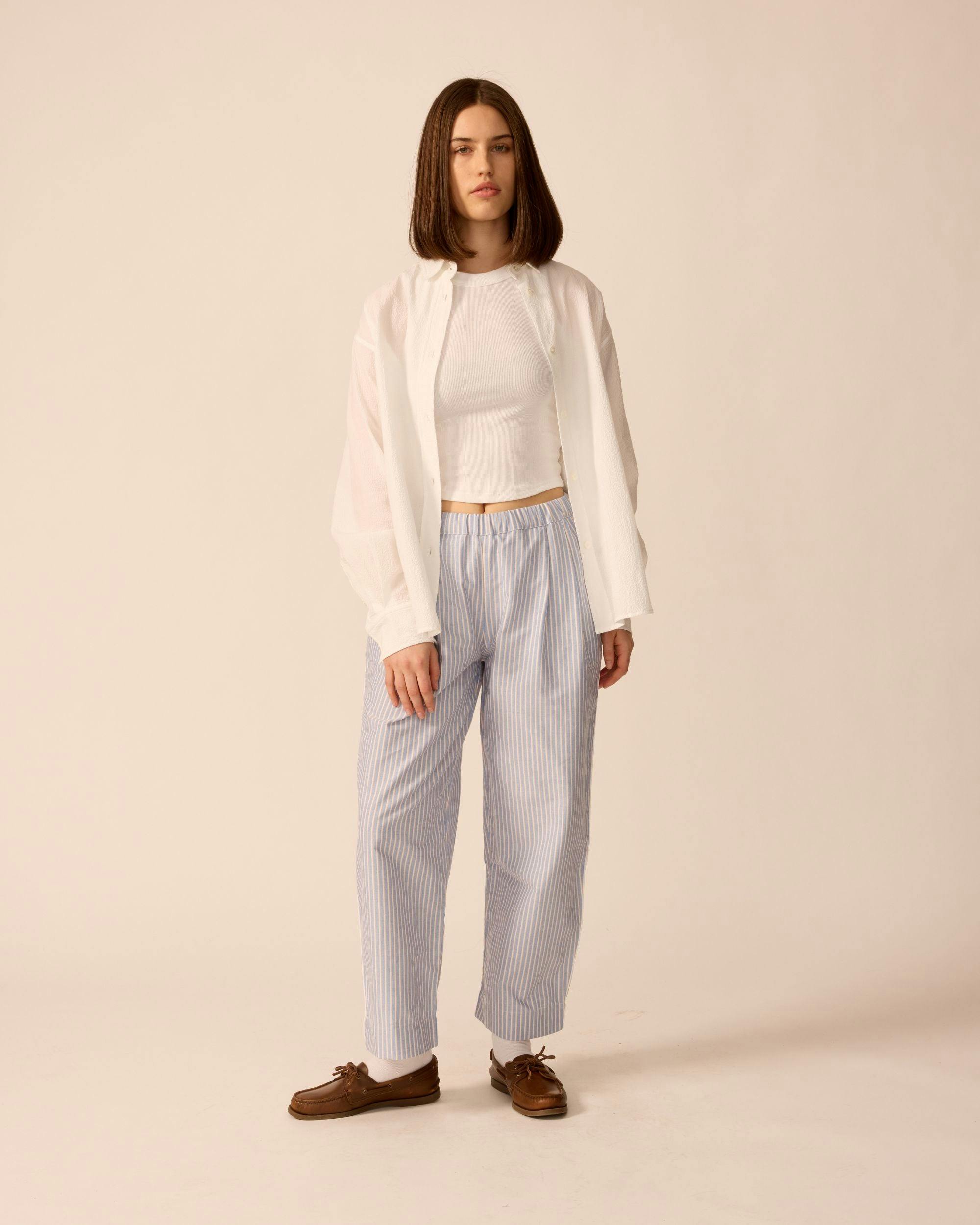 Adult Friday Pant in Oxford Blue Stripe