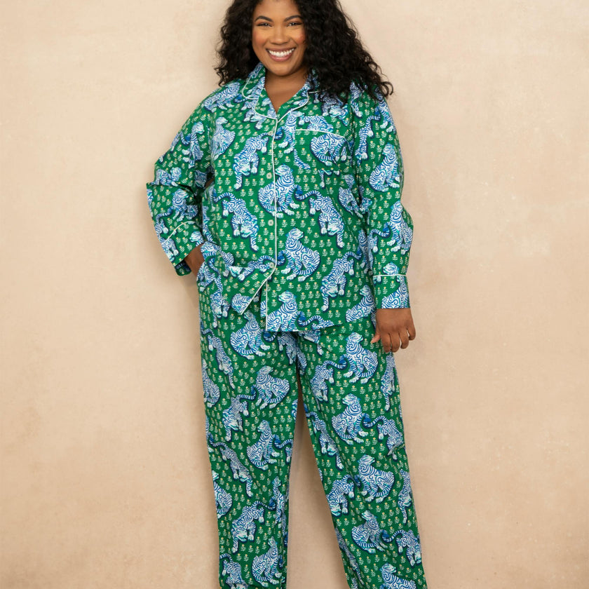 Tiger Queen - Long PJ Set - Jade