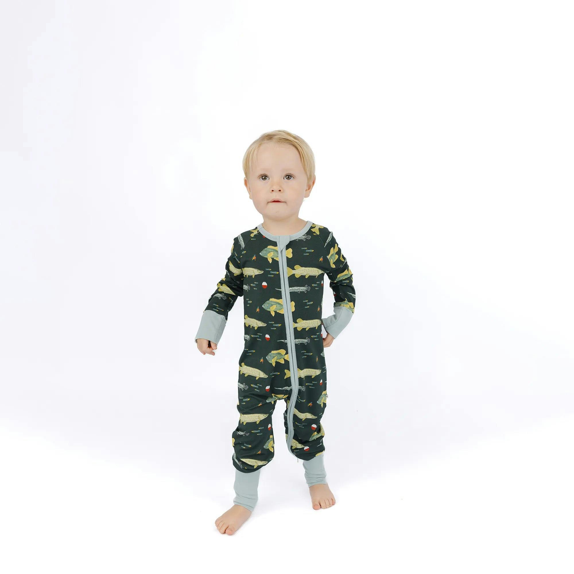 Gone Fishing Bamboo Convertible Footie Romper