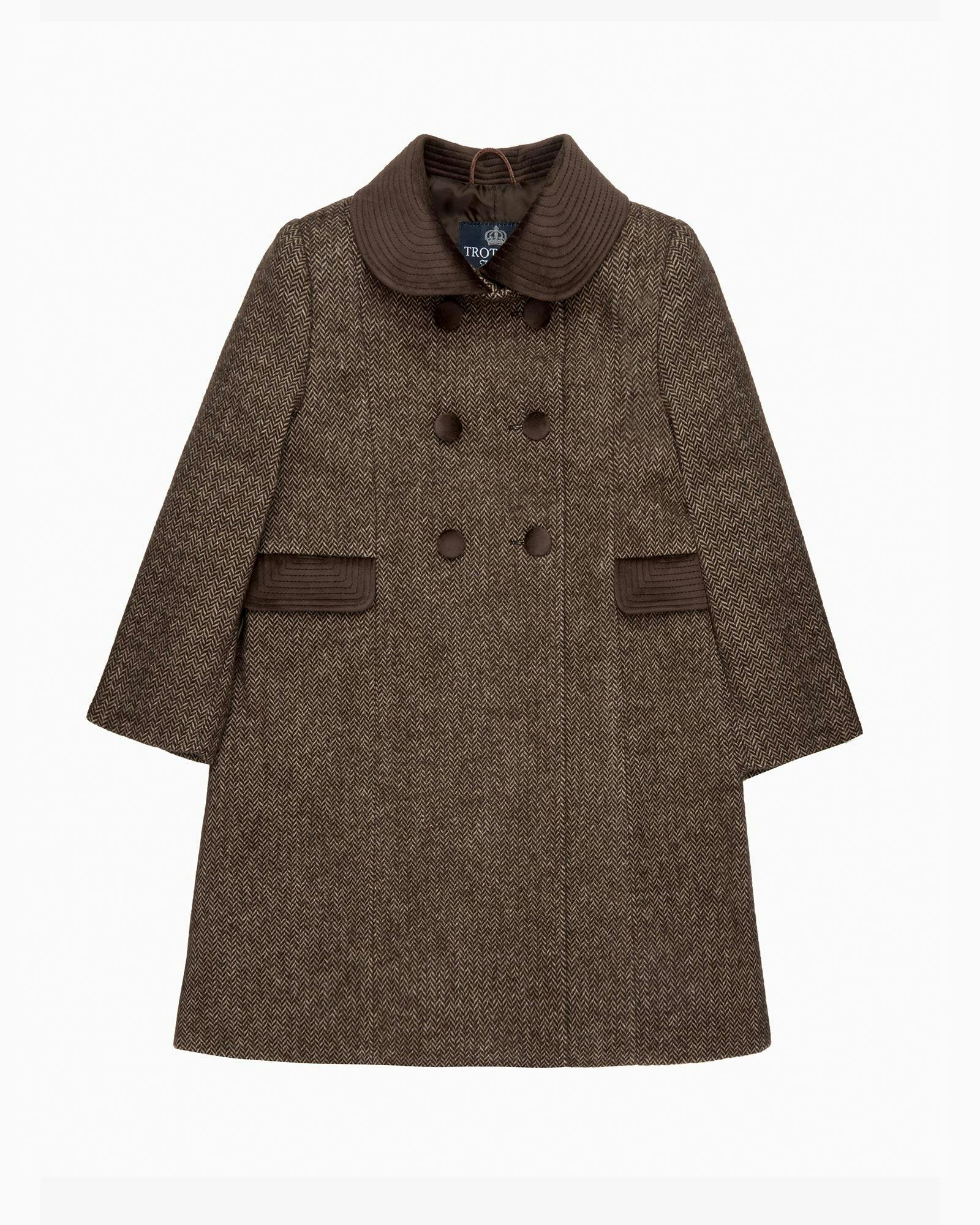 Classic Coat in Brown Herringbone