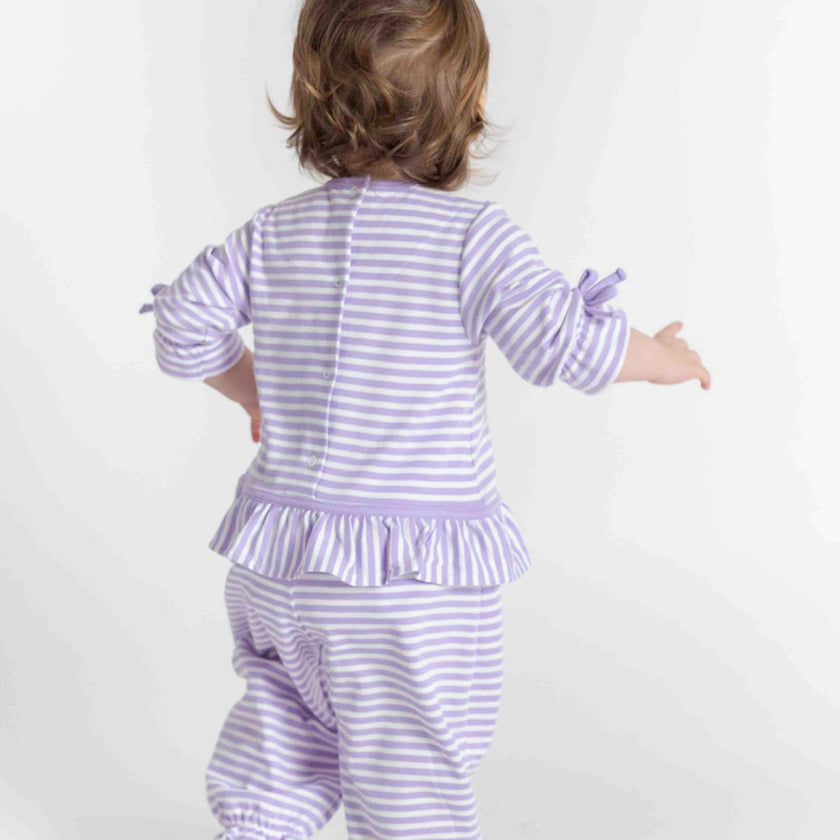 Stripe Knit Longall With Heart Flowers