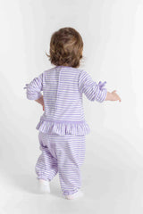 Stripe Knit Longall With Heart Flowers