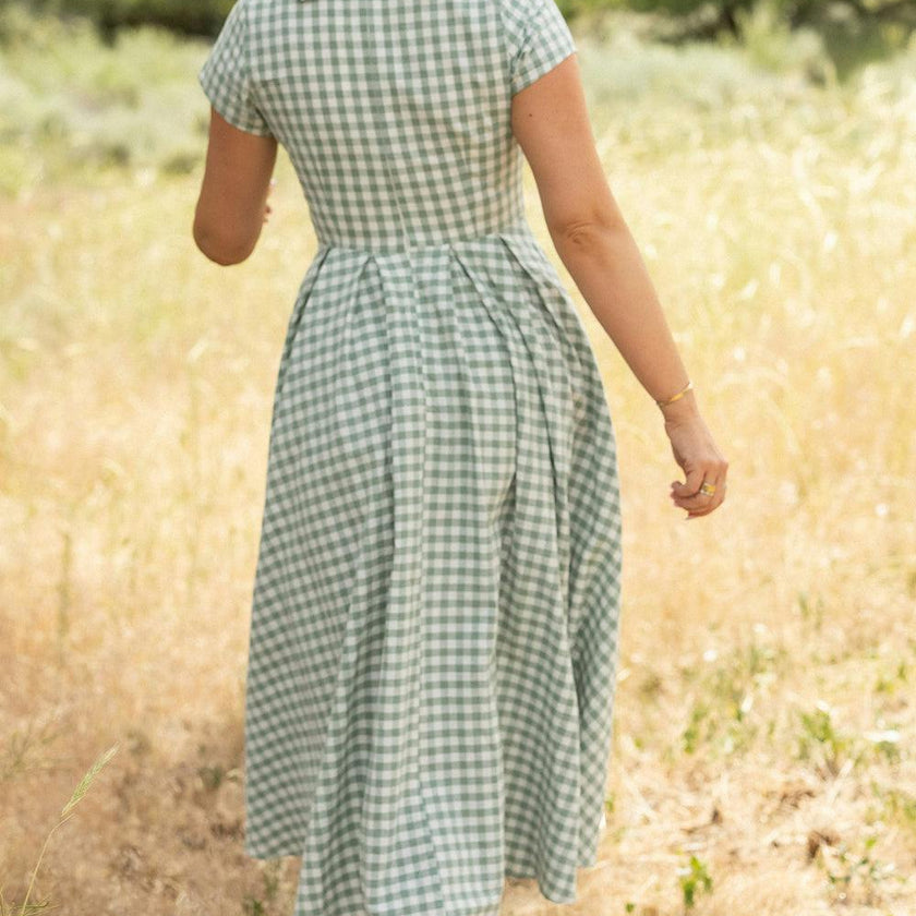 Amber Dress in Sage Gingham