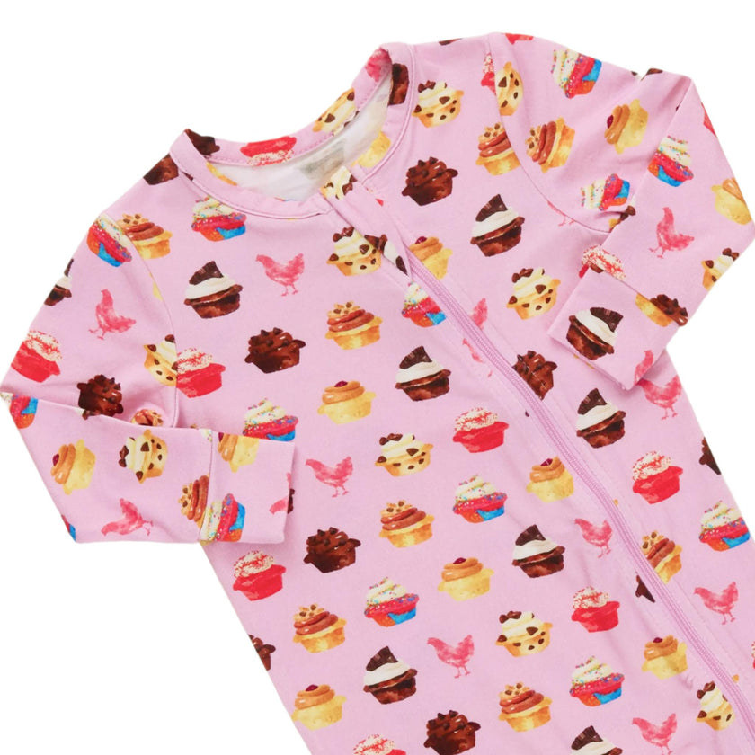 Baby Bamboo Romper - Pink Cupcakes