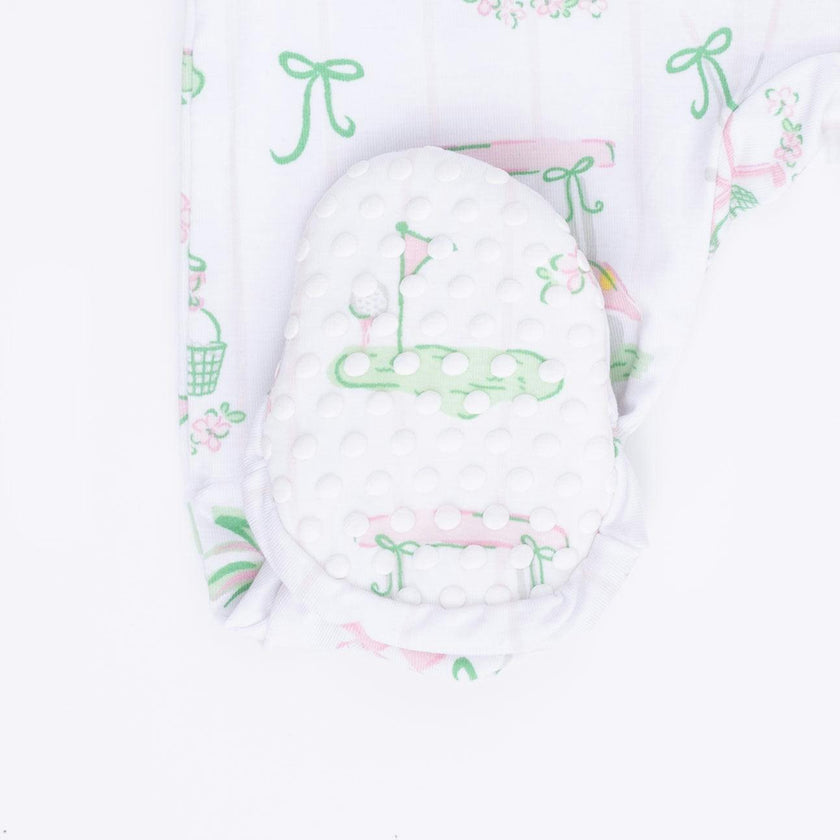 Pretty Golf - 2 Way Ruffle Back Zipper Footie & Bandana Bib Set