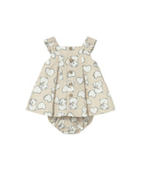Teddy Bear Print Dress with Nappy Cover