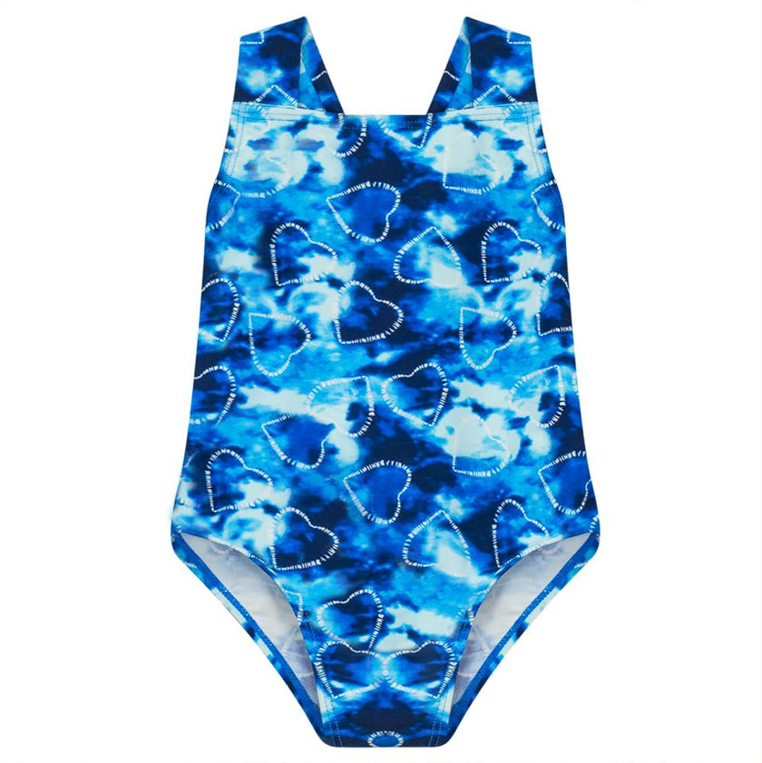 Tie Dye Heart and Star Print Swimsuit