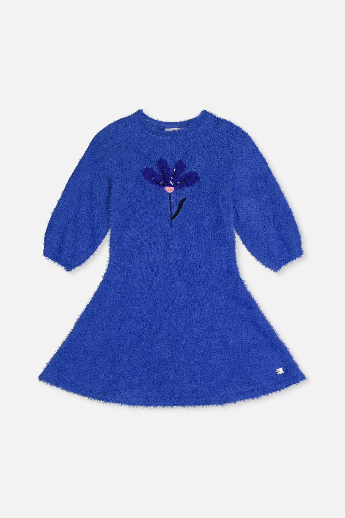 Hairy Knitted Dress Royal Blue
