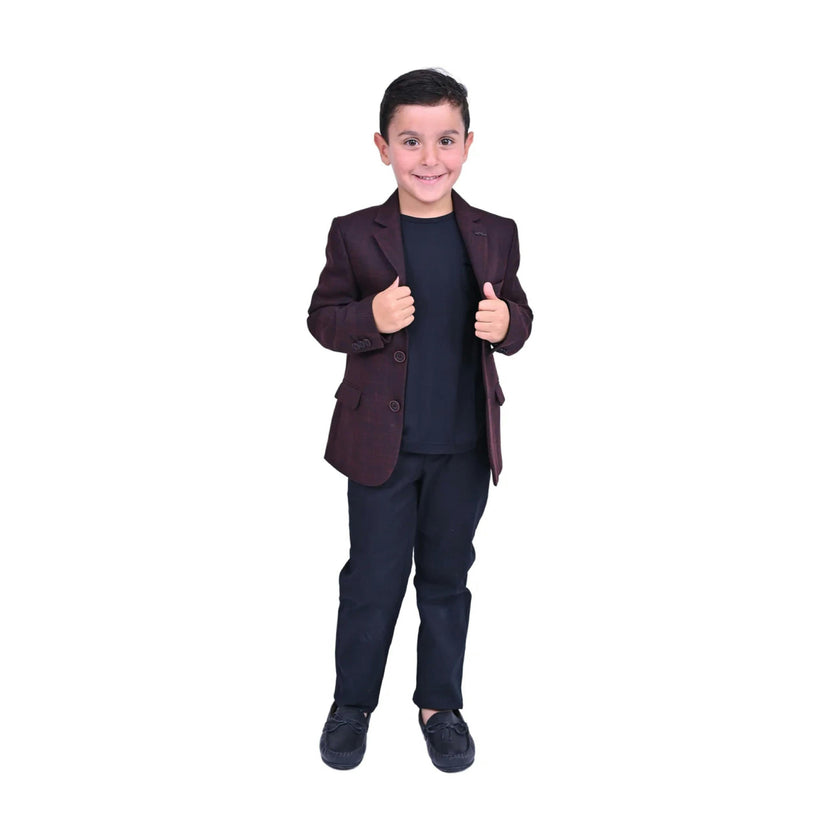 Red Bordeaux Peak Lapel Blazer